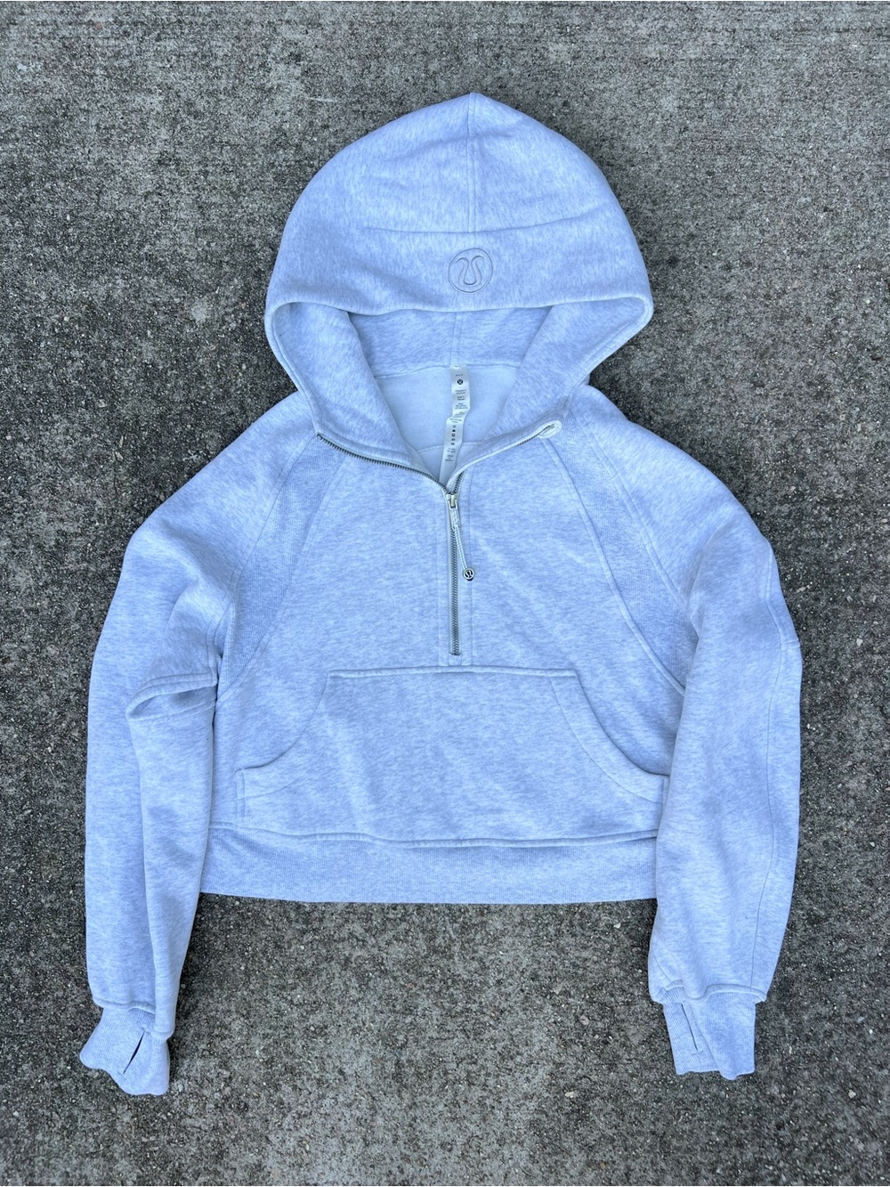 Lululemon Scuba Oversized Half Zip Hoodie Heathered Core Ultra Light Gray XS/S